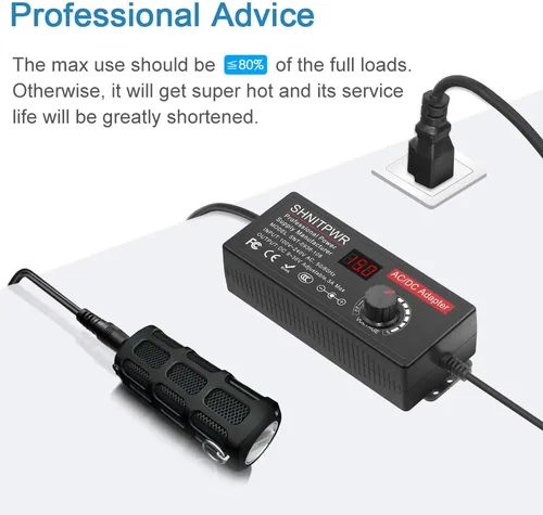 Vista 7 de SHNITPWR Fuente de alimentación universal ajustable DC 24V 12V 9V 14V 19V 30V 36V Adaptador de CA Multi-voltaje 9V ~ 36V 3A 108W Adaptador