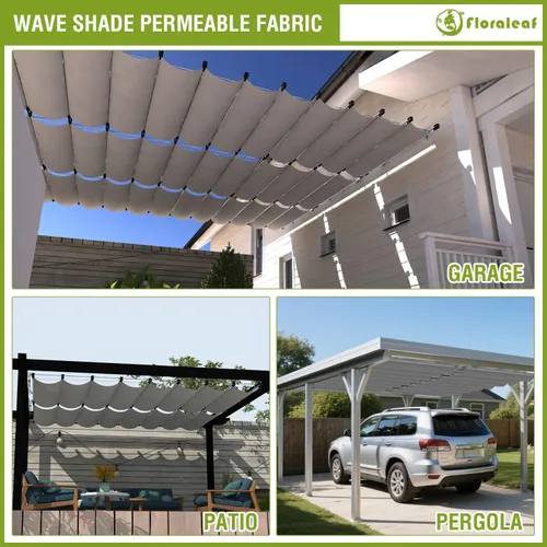 Vista 7 de Cubierta de Sombra para Pérgola de 3'×4' Impermeable Retráctil Toldo de Repuesto para Pérgola Vela de Sombra Deslizante con Herrajes de Cable