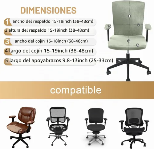 Vista 2 de Tallew Juego de 4 Fundas para Silla de Oficina, Fundas Universales Elásticas para Computadora, Fundas Protectoras Estiratables para Asiento