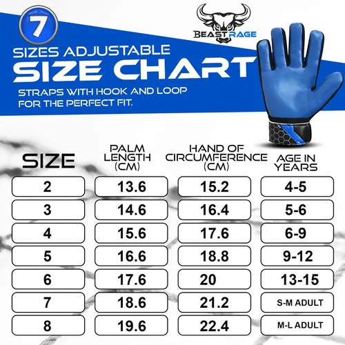 Vista 4 de BEAST RAGE Guantes de portero de fútbol para niños y jóvenes, guantes de portero de fútbol de 0.157 pulgadas (0.157 in) antideslizantes, palma