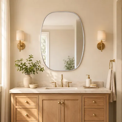 Vista 17 de Black Oval Bathroom Mirrors for Over Sink 24x32 Inch Oblong Vanity Mirror, Crystal-Clear HD Glass, Rust-Proof Aluminum Frame, Inner-Curved Decor