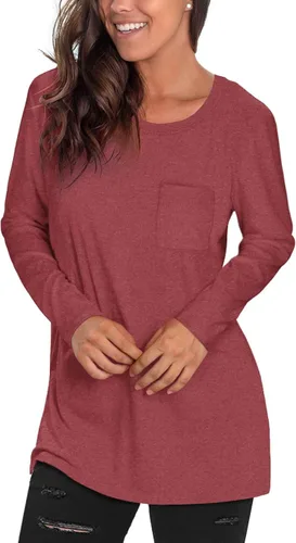 Vista 3 de Geifa Camisetas tipo túnica de manga larga para mujer estilo casual sueltas para leggings