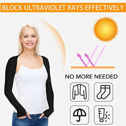 Vista 4 de Cool Shawl - Juego de 2 fundas de protección solar con agujeros para los dedos, protección UV, fundas para brazos para golf