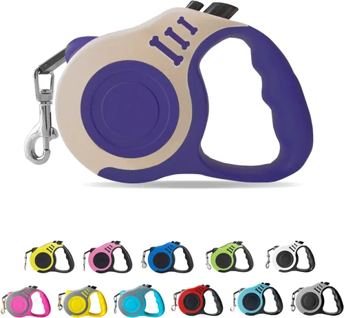 Vista 29 de Correa retráctil para perros pequeños y medianos, automática, telescópica, cinta para mascotas de 10/16 pies, duradera y práctica, con asa A1- rosa