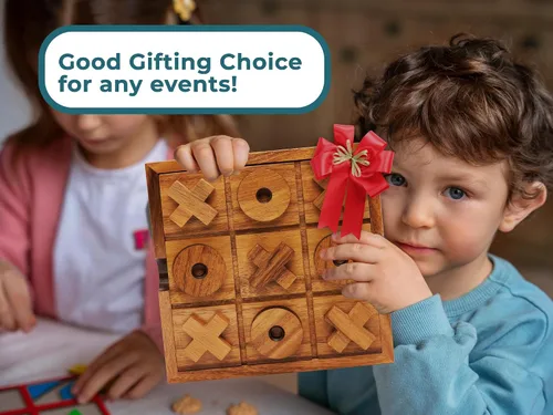 Vista 2 de BSIRI Juegos de mesa extra grandes de Tic Tac Toe, ideales para juegos infantiles, juegos familiares y noches de juegos para adultos, decoración