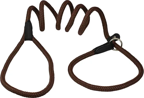 Vista 3 de Dogs My Love Collar y correa ajustables de cuerda de nailon para perro de 6 pies de largo (pequeño: 1/4" (6 mm), marrón)