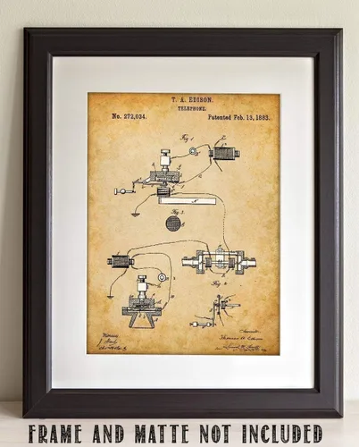 Vista 4 de Thomas Edison Telephone Patent Print – Historic Invention Wall Art, Technology Office Display, Library Decor, Gift for Engineers, 11x14 Unframed