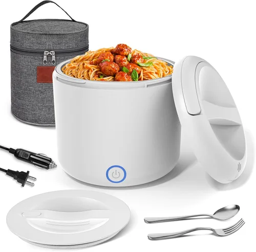 Vista 7 de Herrfilk Fiambrera Eléctrica Calentadora de Alimentos, 1.2L/41oz Fiambreras Térmicas para Adultos, Calentador de Alimentos Portátil de 12V/24V/110V