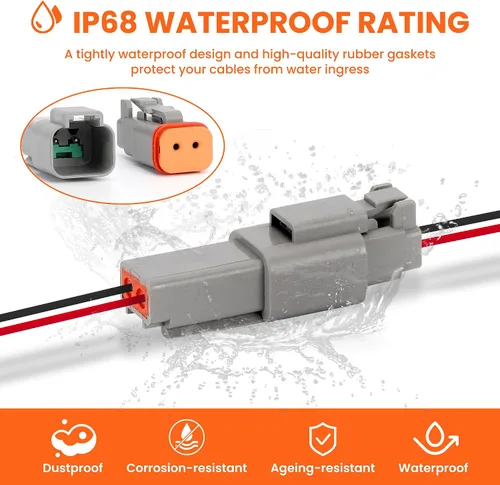 Vista 5 de 6 Juegos de Kit de Conectores Deutsch de 2 Pines – Conectores Eléctricos Impermeables 16 AWG, Conectores de Cable Automotriz IP67 (Macho y Hembra)