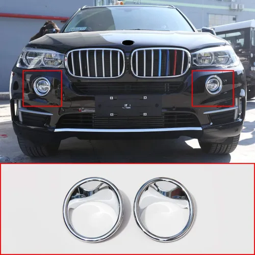 Vista 2 de 2 unids ABS cromo coche delantero niebla lámpara cubierta ajuste para BMW X5 F15 2014-2018 Accesorios