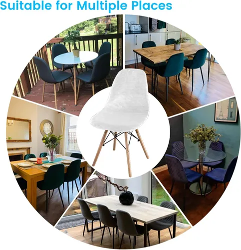 Vista 5 de TOPCHANCES Funda elástica para silla, fundas de silla de mediados de siglo, fundas de terciopelo para sillas sin brazos, protector de silla lavable