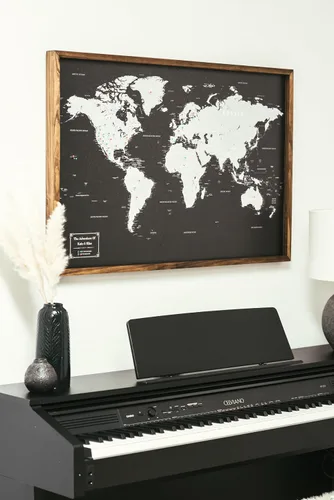Vista 2 de Mapa del mundo de Push Pin - Mapa de viaje personalizado - Impresión de mapas moderna personalizada #WPM01