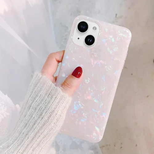 Vista 3 de J.west Funda compatible con iPhone 13 de 6.1 pulgadas, brillante y colorida con brillantina de ópalo translúcido, transparente, suave, TPU, ajuste