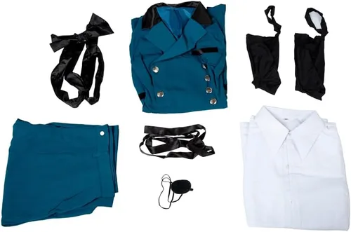 Vista 6 de Cosfun Disfraz de cosplay de anime, traje de uniforme azul para Halloween mp003218