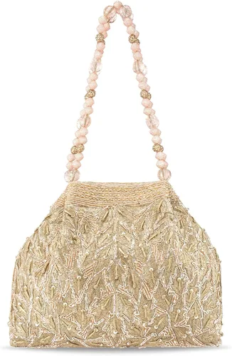 Vista 8 de Aheli Potli - Bolsas de noche para mujer, bolso étnico de novia con cordón (P65C), Oro Rosa
