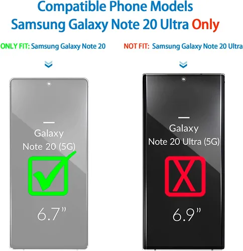 Vista 2 de Funda Anloes para Samsung Galaxy Note 20 5G, funda para teléfono resistente, a prueba de golpes y polvo, 3 en 1 con protector de goma