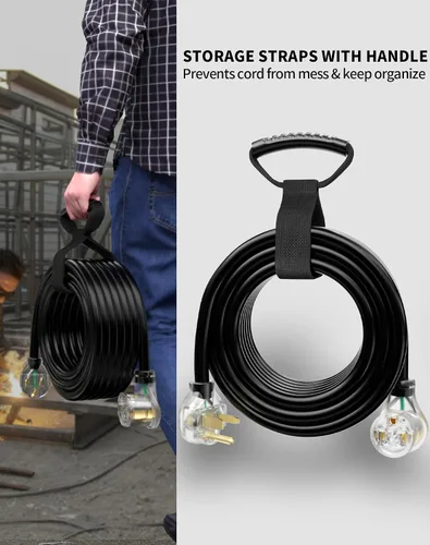 Vista 6 de 8/3 AWG 50FT 6-50P/R Cable de extensión de soldador 40A 250V con LED