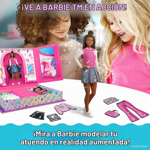 Vista 4 de Barbie Magic Style Studio- Kit de moda de muñecas de vestir magnéticas AR