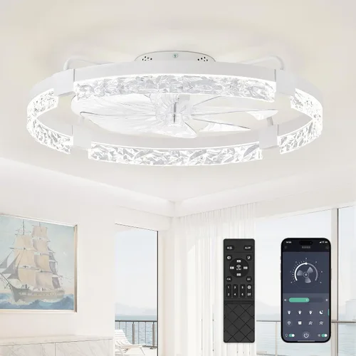 Vista 14 de LEDIARY Ventiladores de techo de perfil bajo de 19.7" con luces, aplicación