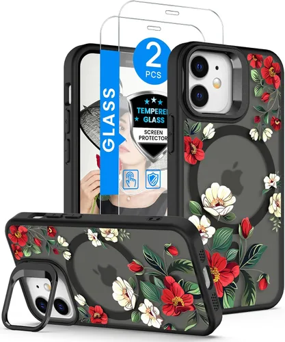 Vista 20 de Dretal para Funda iPhone 12, Funda iPhone 12 Pro Floral, con Protector de Pantalla, Soporte para Cámara, Protección de Grado Militar, Funda