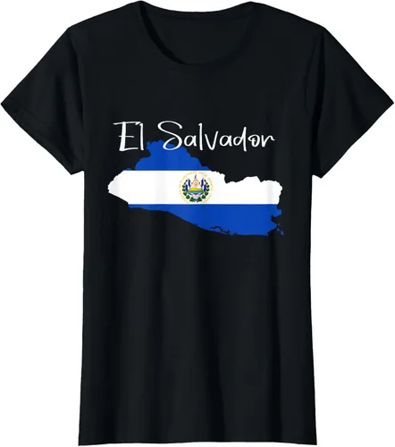 Vista 48 de Camiseta con la bandera de El Salvador, mapa de El Salvador, camiseta de Salvador para mujer