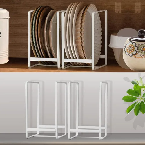 Vista 16 de 2PCS Organizador de Soportes para Platos, Estante de Exhibición y Almacenamiento de Platos de Metal para Secado para Gabinete, Mostrador y Armario