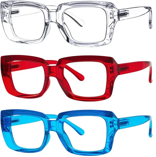 Vista 27 de Eyekepper - Juego de 4 gafas elegantes para mujer, anteojos cuadrados de gran tamaño para mujer