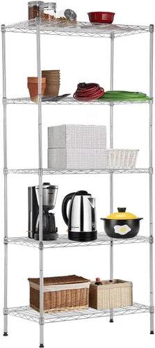 Vista 11 de Estantería de almacenamiento de 5 niveles, estante NSF ajustable en altura, estantes de alambre organizador de acero para lugares pequeños, cocina