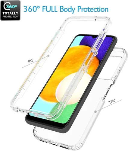 Vista 3 de Funda de teléfono para Galaxy A03S, Samsung A03S SM-A037U con protector de pantalla de vidrio templado, carcasa protectora de cuerpo completo