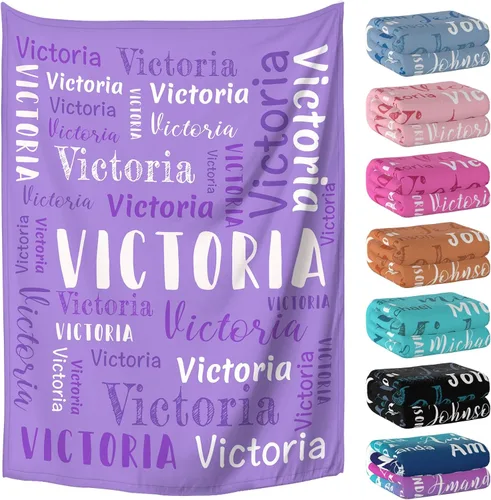 Vista 10 de Manta personalizada con nombre, mantas y mantas personalizadas para niños, bebés y adultos, manta con nombre personalizada para mujeres, hombres