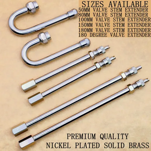 Vista 5 de Extensores de vástago de válvula doble de 2 pulgadas, juego de 2 piezas, resistente, 1.969 in, recto, de metal, extensiones de vástago de válvula