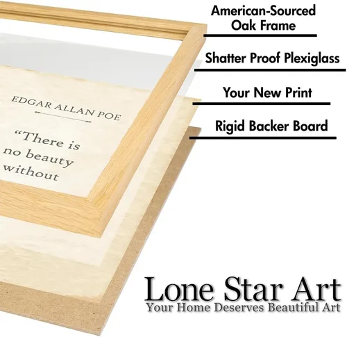Vista 5 de Lone Star Art Edgar Allan Poe - There is No Beauty Without Some Strangeness - 11x14 Framed Typography Book Page Print - Great Gift for Romantic and