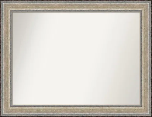 Vista 316 de Amanti Art Espejo de baño plateado para sobre el fregadero, 28 x 37 pulgadas, elegante espejo rectangular de peltre cepillado, marco de madera