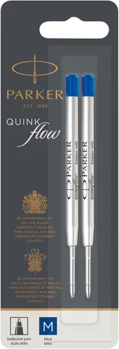 Vista 8 de PARKER QUINKflow - Recambio de tinta para bolígrafo, punta media, azul, paquete de 2