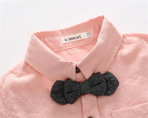 Vista 3 de Conjunto de ropa de algodón de manga larga con corbatín + chaleco + pantalones para niños