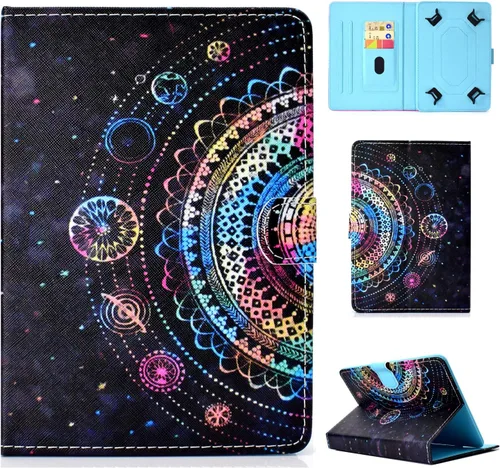 Vista 22 de Funda universal para tablet de 7 pulgadas, piel sintética [ranuras para tarjetas], cubierta magnética, para Samsung Galaxy Tab E/Tab A 7.0, Fire 7