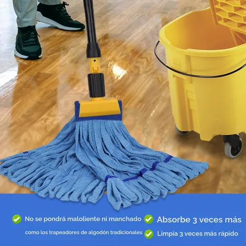Vista 2 de Cabezales de trapeador de microfibra de repuesto para cabezal de fregona comercial de servicio pesado para limpieza de suelos: 3 paquetes