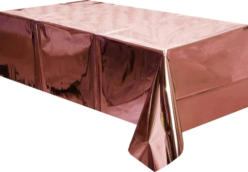 Vista 11 de Mantel de plástico dorado para mesa rectangulares, mantel de oropel para bodas, aniversarios, cumpleaños, graduación, despedida de soltera, Acción