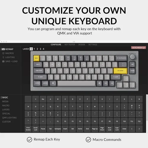Vista 5 de Keychron Q2 - Versión de perilla de teclado mecánico con cable 65 de diseño QMKVIA macro programable con interruptor Gateron G Pro marrón