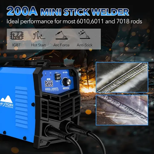 Vista 4 de TRQWH Mini máquina de soldadura – 200 A 110 V Máquina de soldadura portátil con 20 varillas pequeña máquina soldadora con inversor IGBT arranque