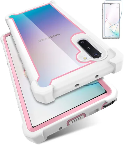 Vista 8 de Funda para Samsung Galaxy Note 10 con protector de pantalla, cuerpo completo, híbrido, de doble capa, a prueba de golpes, acrílico, funda trasera