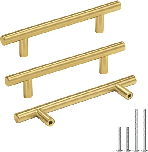 Vista 16 de Goldenwarm Paquete de 15 manijas doradas de 2-1/2 pulgadas, tiradores de gabinete de latón cepillado, manijas doradas para cajones de cocina