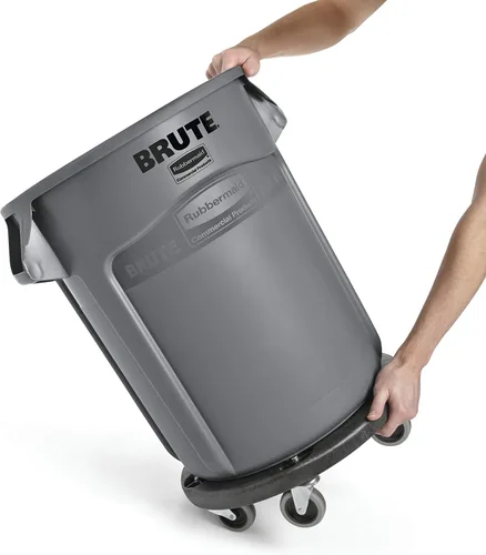 Vista 5 de Rubbermaid Commercial Products Brute Twist on/Off Carretilla Redonda, Negro, Para Usar con Bote de Basura BRUTE, Paquete de 2