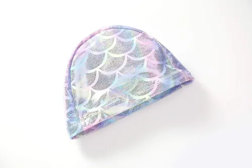 Vista 8 de JerrisApparel Girl Mermaid Swimwear Fish Scale Swimsuit Hat Headband 3PCS Set