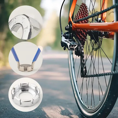 Vista 5 de Juego de herramientas de llave de radios para bicicleta, palanca de neumáticos y ajustador de pezón, con herramienta de radios y llave redonda de 8