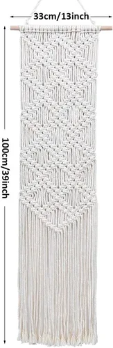 Vista 7 de Ebristar Tapiz de macramé para colgar en la pared, bohemio y chic hecho a mano, arte de pared rústico moderno, decoración del hogar, apartamento