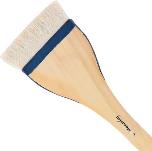 Vista 11 de Creative Mark Mandalay - Cepillo profesional de merluza para cabello de cabra – Pincel de pintura de 1 pulgada de ancho con mango de paleta