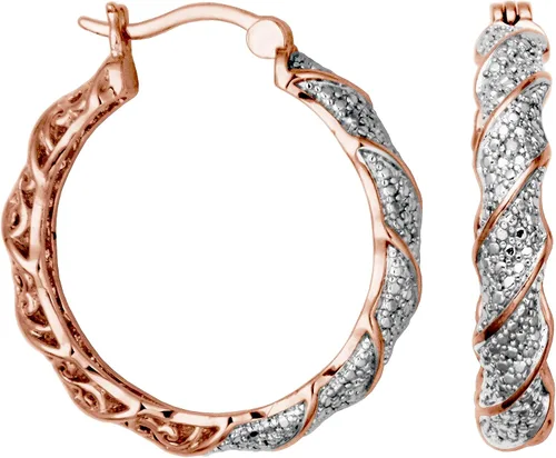 Vista 4 de Amazon Essentials Pendientes de aro trenzados de bronce chapado con diamantes (anteriormente colección Amazon)