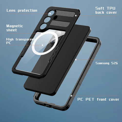 Vista 3 de Hllhunkhe Funda para Samsung Galaxy S26, [protector de pantalla integrado] [IP68 impermeable a prueba de polvo] [compatible con MagSafe] Cubierta