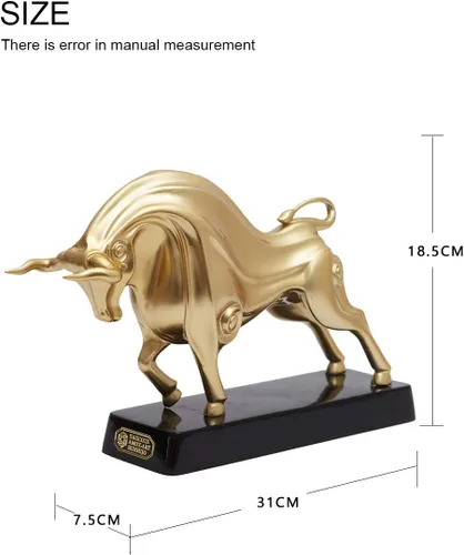 Vista 2 de HAUCOZE Wall Street - Estatua de toro de animal, figura de la suerte, regalo moderno para decoración del hogar, arte para sala de estar, poliresina